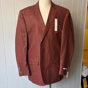 Perry Ellis Modern Fit  Rust Blazer Linen Blend